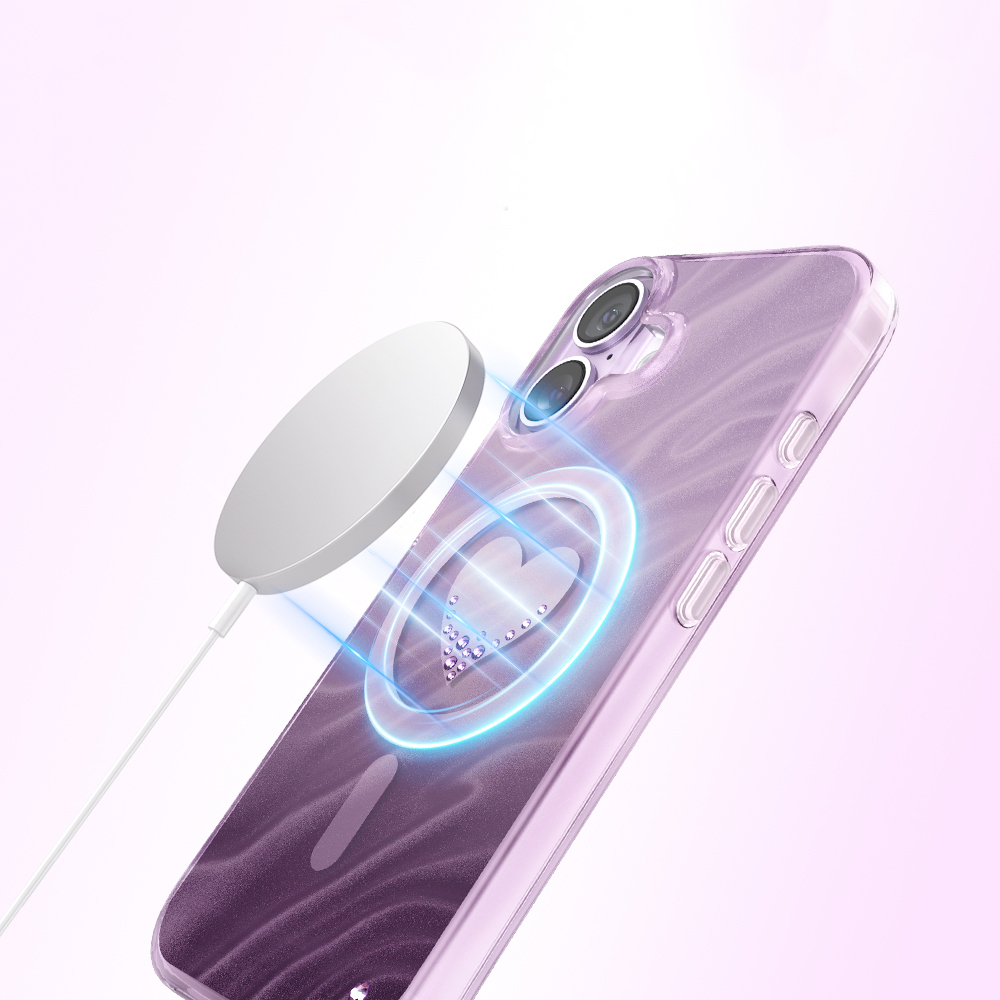Apple iPhone 17 Uyumlu Kılıf M-Safe Şarj Özellikli Orjinal Swarovski Taşlı Zore Paris Rovix Sert PC Kapak - 4