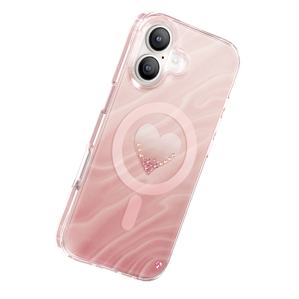 Apple iPhone 17 Uyumlu Kılıf M-Safe Şarj Özellikli Orjinal Swarovski Taşlı Zore Paris Rovix Sert PC Kapak - 1