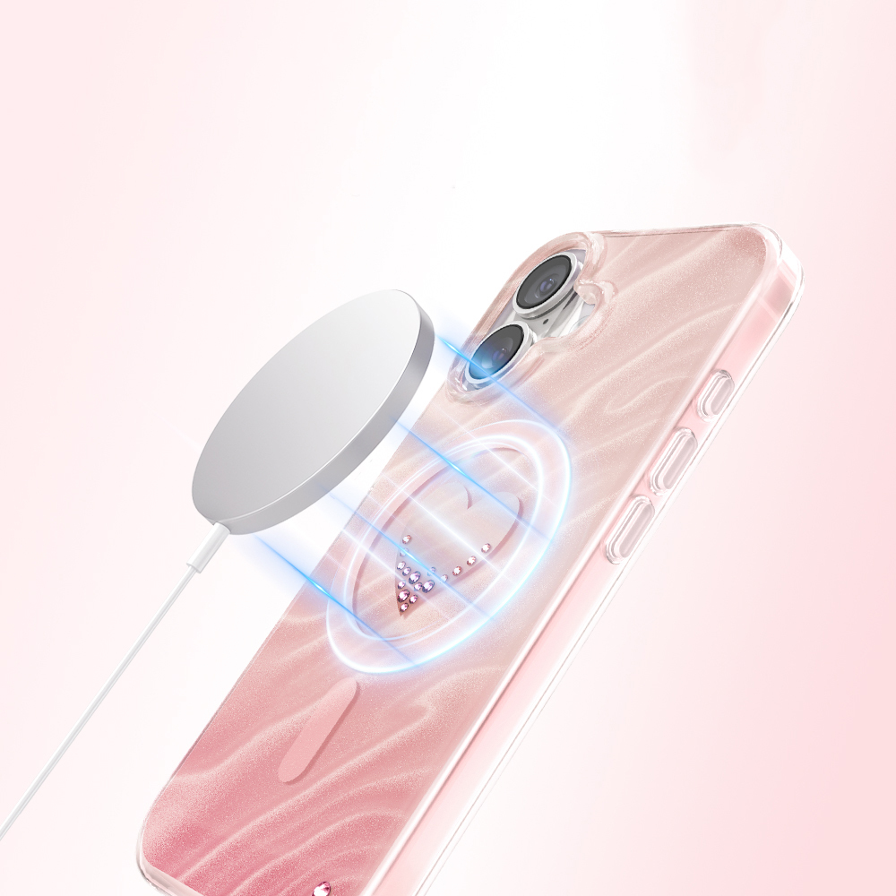 Apple iPhone 17 Uyumlu Kılıf M-Safe Şarj Özellikli Orjinal Swarovski Taşlı Zore Paris Rovix Sert PC Kapak - 4