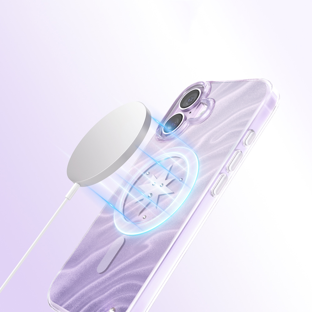 Apple iPhone 17 Uyumlu Kılıf M-Safe Şarj Özellikli Orjinal Swarovski Taşlı Zore Paris Rovix Sert PC Kapak - 4