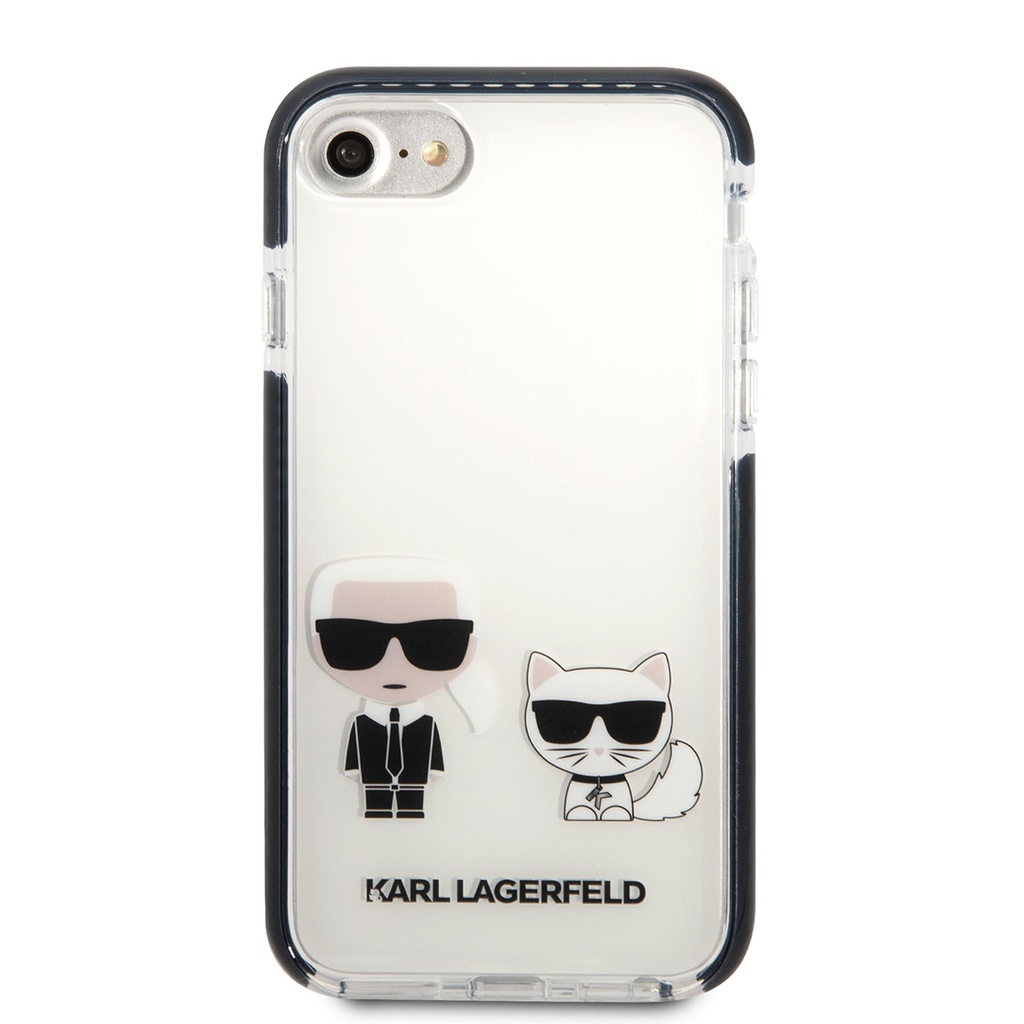 Apple iPhone SE 2022 Uyumlu Kılıf Karl Lagerfeld Kenarları Siyah Silikon K&C Dizayn Kapak - 9