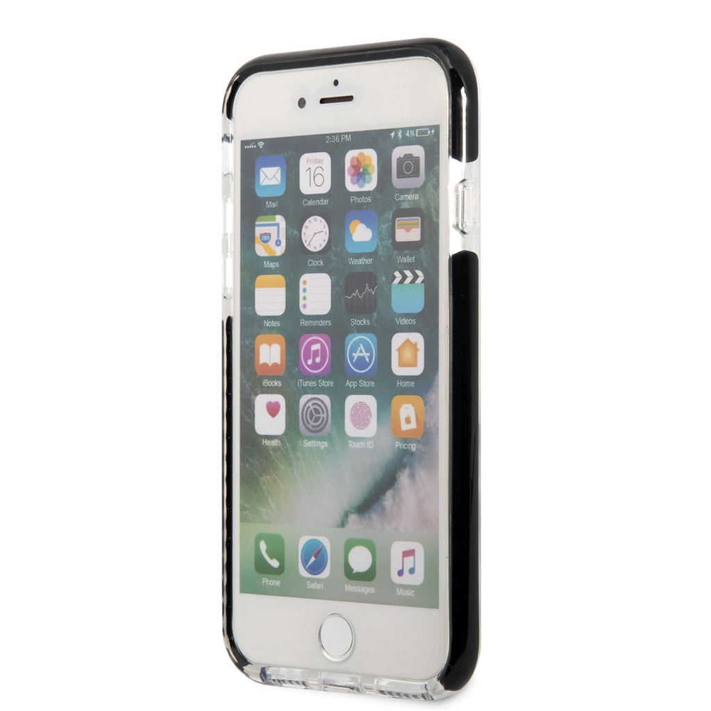 Apple iPhone SE 2022 Uyumlu Kılıf Karl Lagerfeld Kenarları Siyah Silikon K&C Dizayn Kapak - 10