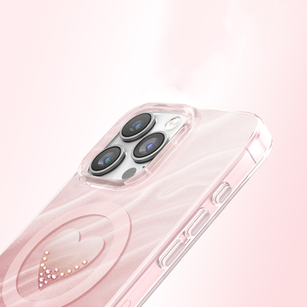 Apple iPhone 16 Pro Max Uyumlu Kılıf M-Safe Şarj Özellikli Orjinal Swarovski Taşlı Zore Paris Rovix Sert PC Kapak - 3