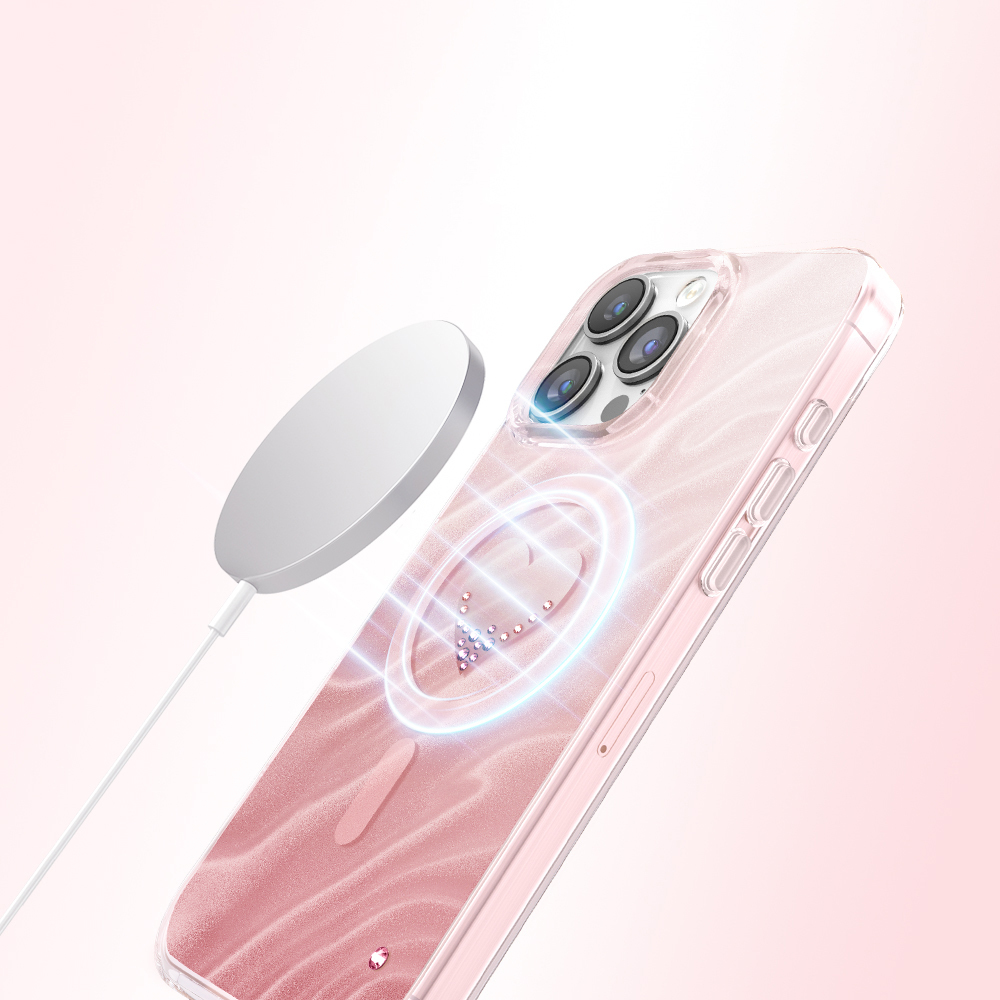 Apple iPhone 16 Pro Max Uyumlu Kılıf M-Safe Şarj Özellikli Orjinal Swarovski Taşlı Zore Paris Rovix Sert PC Kapak - 4