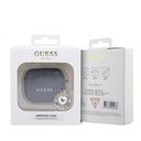 Apple Airpods 3. Nesil Uyumlu Kılıf Guess Orjinal Lisanslı PU Deri Mavi Beyaz Çizgili Metal Logolu Kapak - 3
