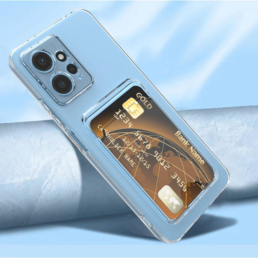 Xiaomi Redmi Note 12 5G Uyumlu Kılıf Kartlıklı Şeffaf Zore Setra Clear Silikon Kapak - 1