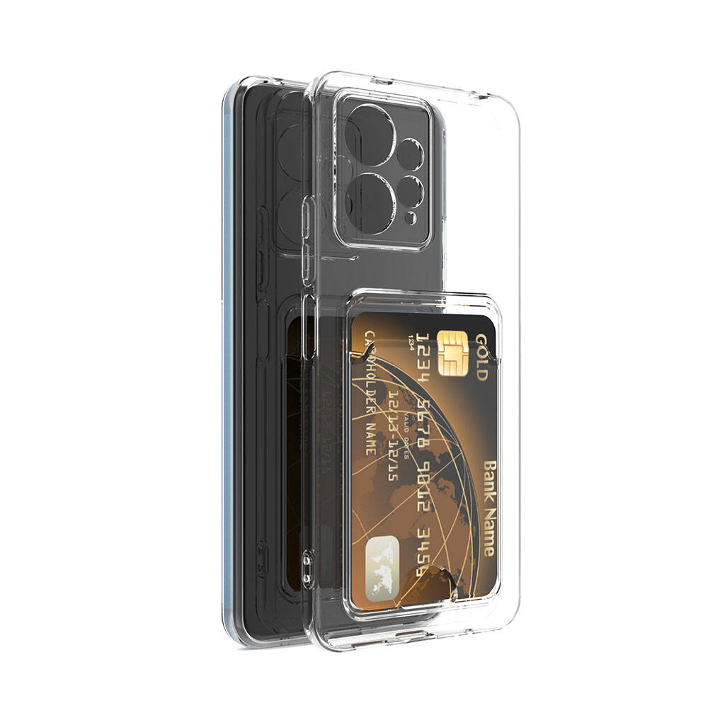Xiaomi Redmi Note 12 5G Uyumlu Kılıf Kartlıklı Şeffaf Zore Setra Clear Silikon Kapak - 3