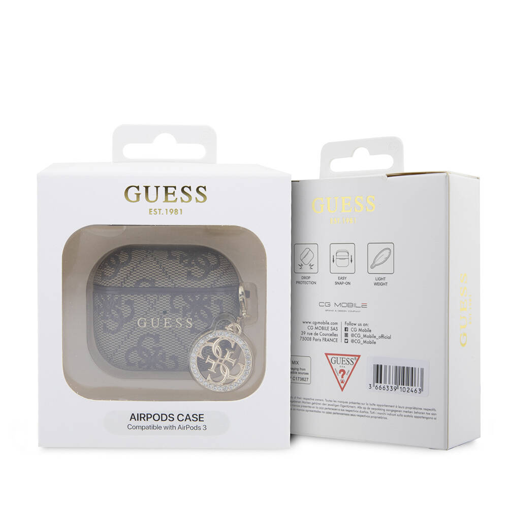 Apple Airpods 3. Nesil Uyumlu Kılıf Guess Orjinal Lisanslı PU Deri 4G Desenli 4G Charm Kapak - 1