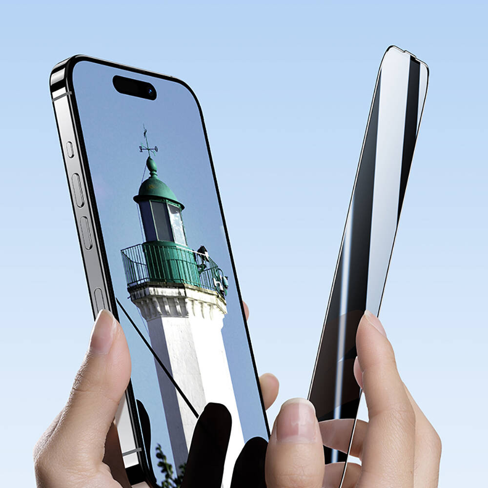 Apple iPhone 14 Pro Max Uyumlu Hidrofobik Ve Oleofobik Özellikli Benks Privacy Air Shield 0.4mm Ekran Koruyucu 10'lu Paket - 8