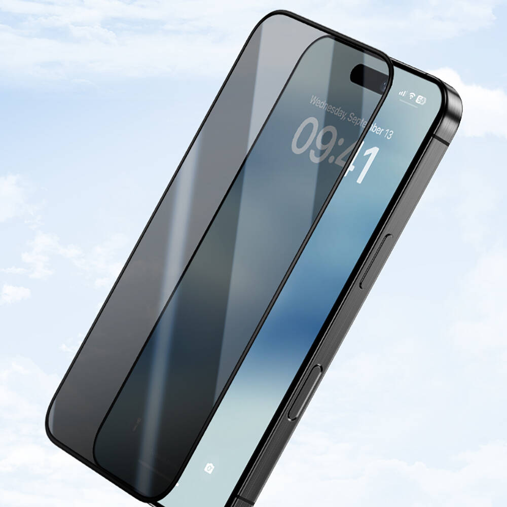 Apple iPhone 14 Pro Max Uyumlu Hidrofobik Ve Oleofobik Özellikli Benks Privacy Air Shield 0.4mm Ekran Koruyucu 10'lu Paket - 10