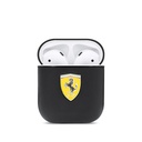 Apple Airpods Uyumlu Kılıf Ferrari Orjinal Lisanslı PU Deri Metal Logolu SF Arka Yüzey Yazılı Kapak - 1