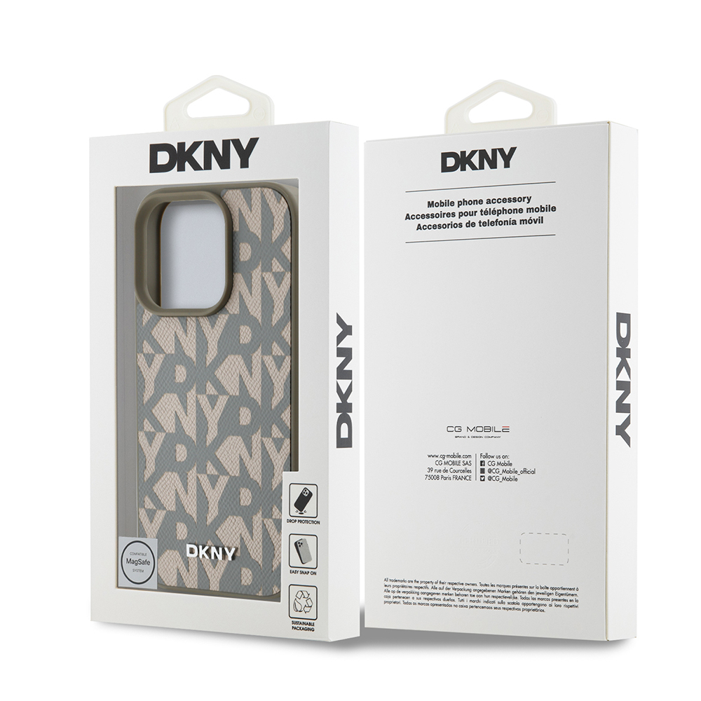 Apple iPhone 16 Pro Max Uyumlu Kılıf DKNY Orjinal Lisanslı M-safe Şarj Özellikli 3D Yazılı Grid Pattern Kapak - 7