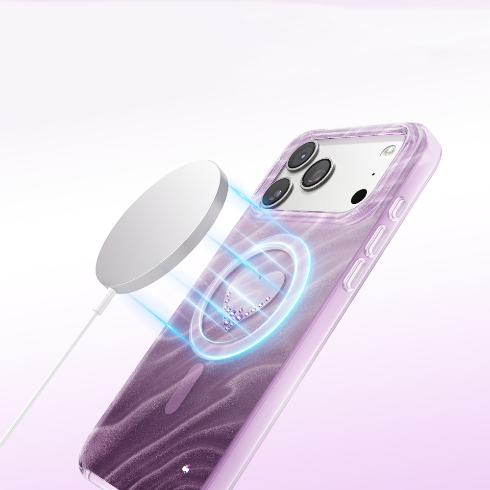 Apple iPhone 17 Pro Max Uyumlu Kılıf M-Safe Şarj Özellikli Orjinal Swarovski Taşlı Zore Paris Rovix Sert PC Kapak - 4