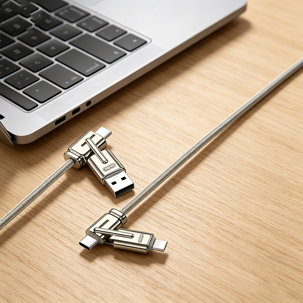 Go Des GD-UC832 4in1 PD Çoklu USB-A + Type-C to Type-C + Lightning Şarj ve Data Kablosu - 4