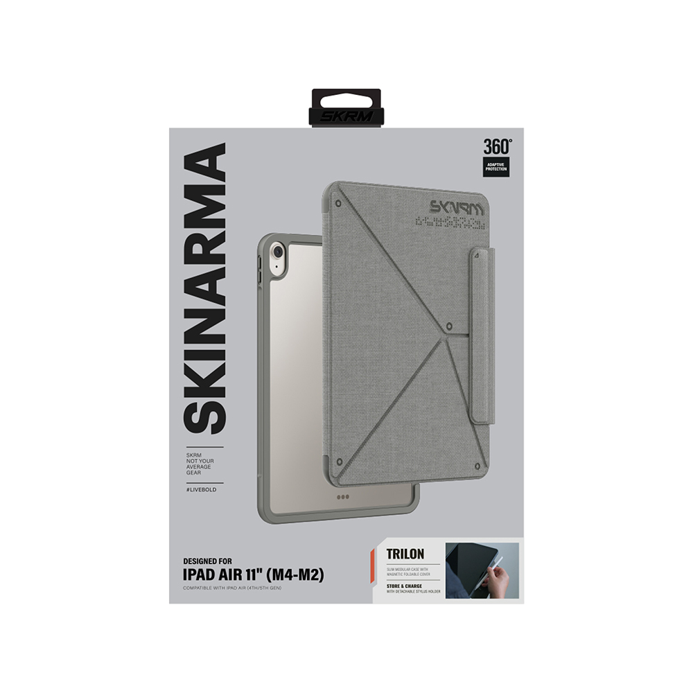 Apple iPad Air 11 2024 Uyumlu Kılıf Skinarma Kalemlikli Dokulu Tasarım Standlı Magnetik Trilon Kılıf - 6