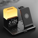 Lenyes PW327 Ambiyans Işıklı Alarm Özellikli Telefon&Akıllı Saat&Kulaklık 5in1 Kablosuz Şarj Standı 15W - 4
