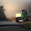 Lenyes PW327 Ambiyans Işıklı Alarm Özellikli Telefon&Akıllı Saat&Kulaklık 5in1 Kablosuz Şarj Standı 15W - 6
