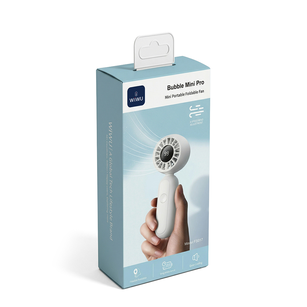 Wiwu Wi-FS017 Bubble Mini Pro Serisi 3 Kademeli Dijital LED Göstergeli Katlanabilir Portatif Soğutucu El Fanı - 3