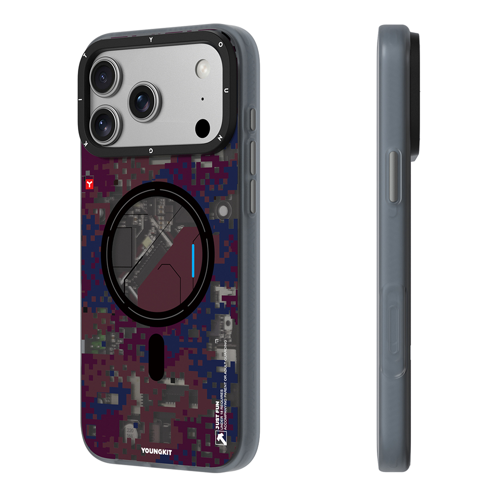 Apple iPhone 17 Pro Max Uyumlu Kılıf M-Safe Şarj Özellikli Youngkit Camouflage Sykell Serisi Kapak - 2