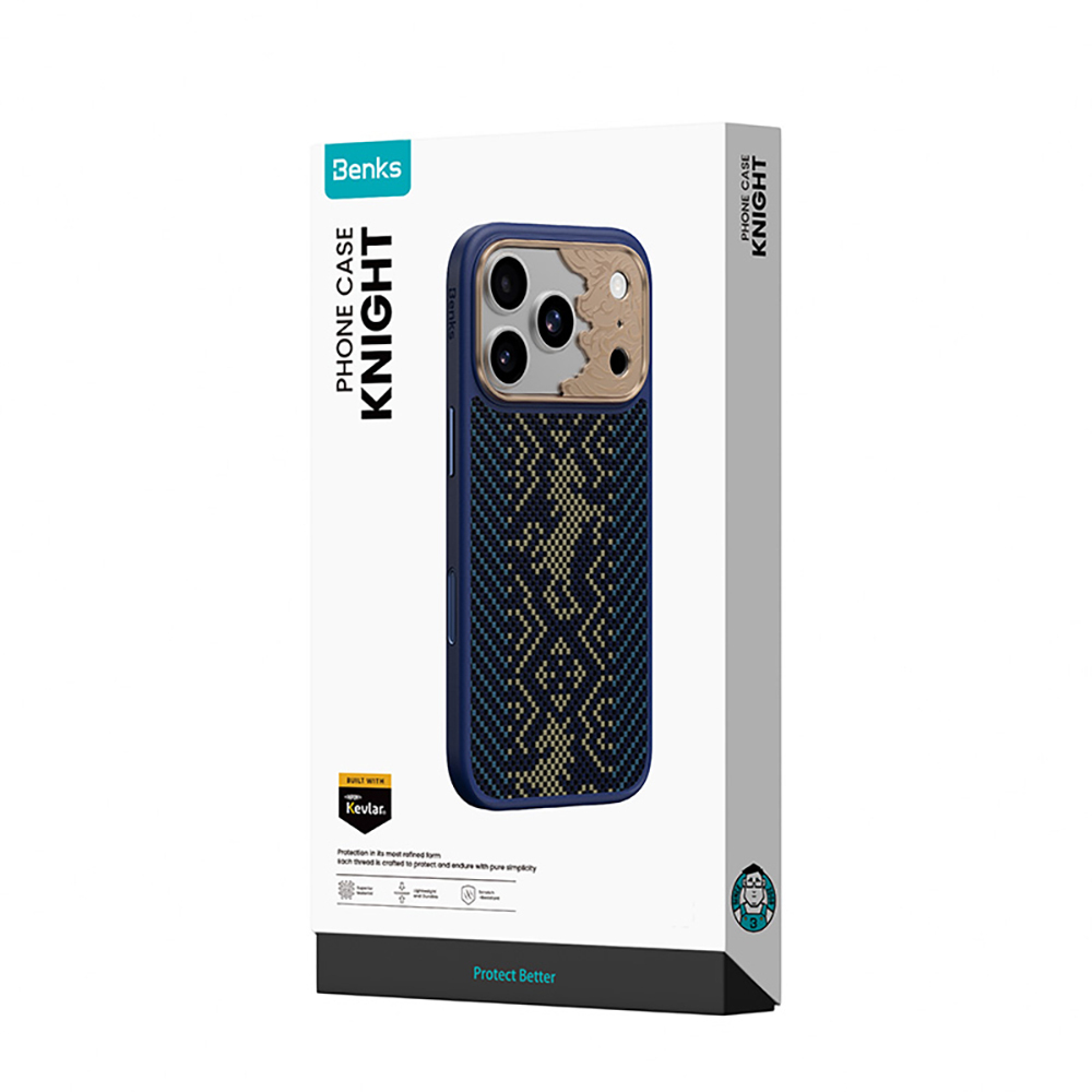 Apple iPhone 17 Pro Max Uyumlu Kılıf M-safe Şarj Özellikli Karbon Fiber Tasarımlı Benks Knight ArmorPro Kevlar Kapak - 3