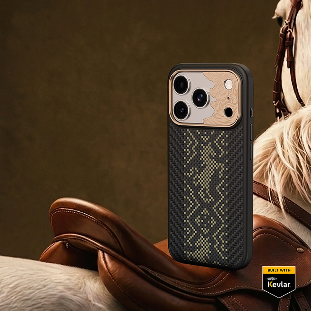 Apple iPhone 17 Pro Uyumlu Kılıf M-safe Şarj Özellikli Karbon Fiber Tasarımlı Benks Knight ArmorPro Kevlar Kapak - 3