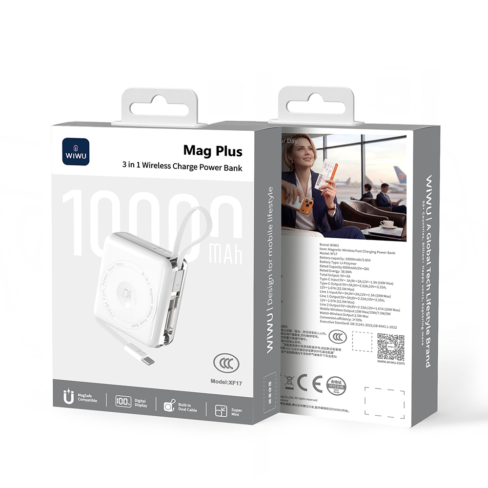 Wiwu XF17 Mag Plus Serisi M-safe Şarj Özellikli 3in1 15W Taşınabilir Powerbank 10.000mAh - 8