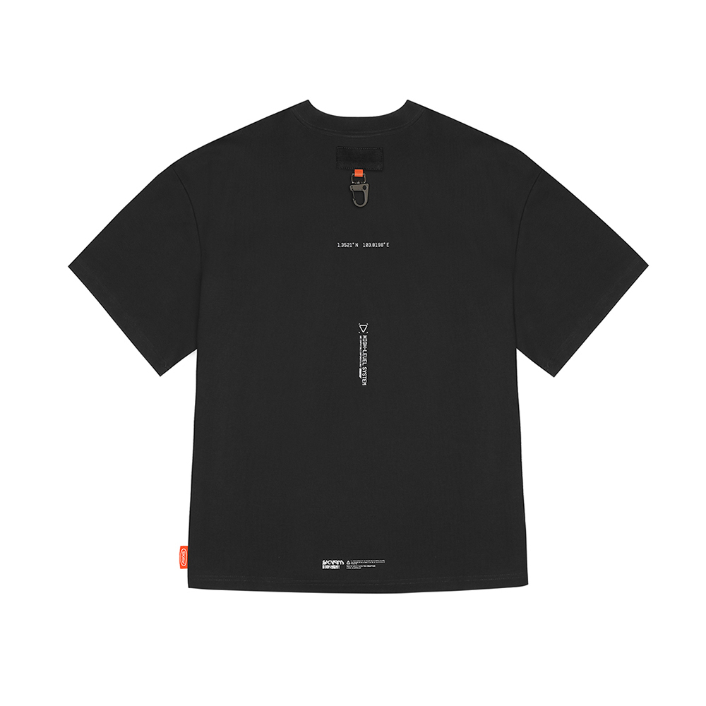 Skinarma Glitch Kısa Kollu Oversize Unisex Bisiklet Yaka Siyah Tişört - 1