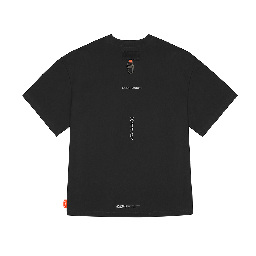 Skinarma Glitch Kısa Kollu Oversize Unisex Bisiklet Yaka Siyah Tişört - 1