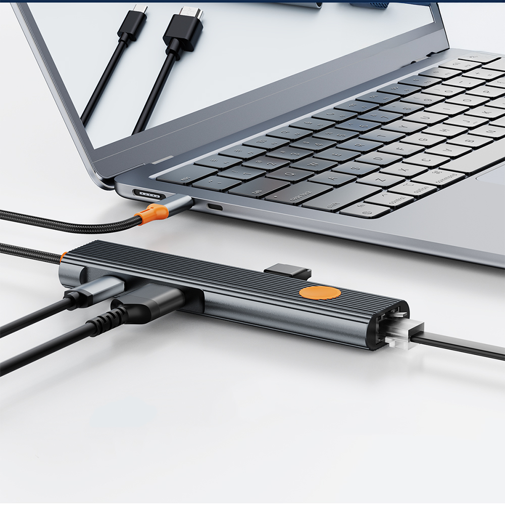 Wiwu Wi-HB005 Travel Serisi 5in1 HDMI (4K@60Hz) Girişli + RJ45 + 100W PD Type-C Hub Bağlantı İstasyonu - 4