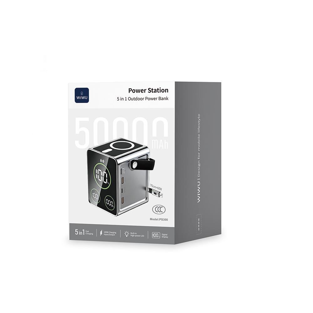 Wiwu PS300 M-safe Şarj Özellikli Dijital LED Göstergeli 60W 5in1 Şarj İstasyonu - 9