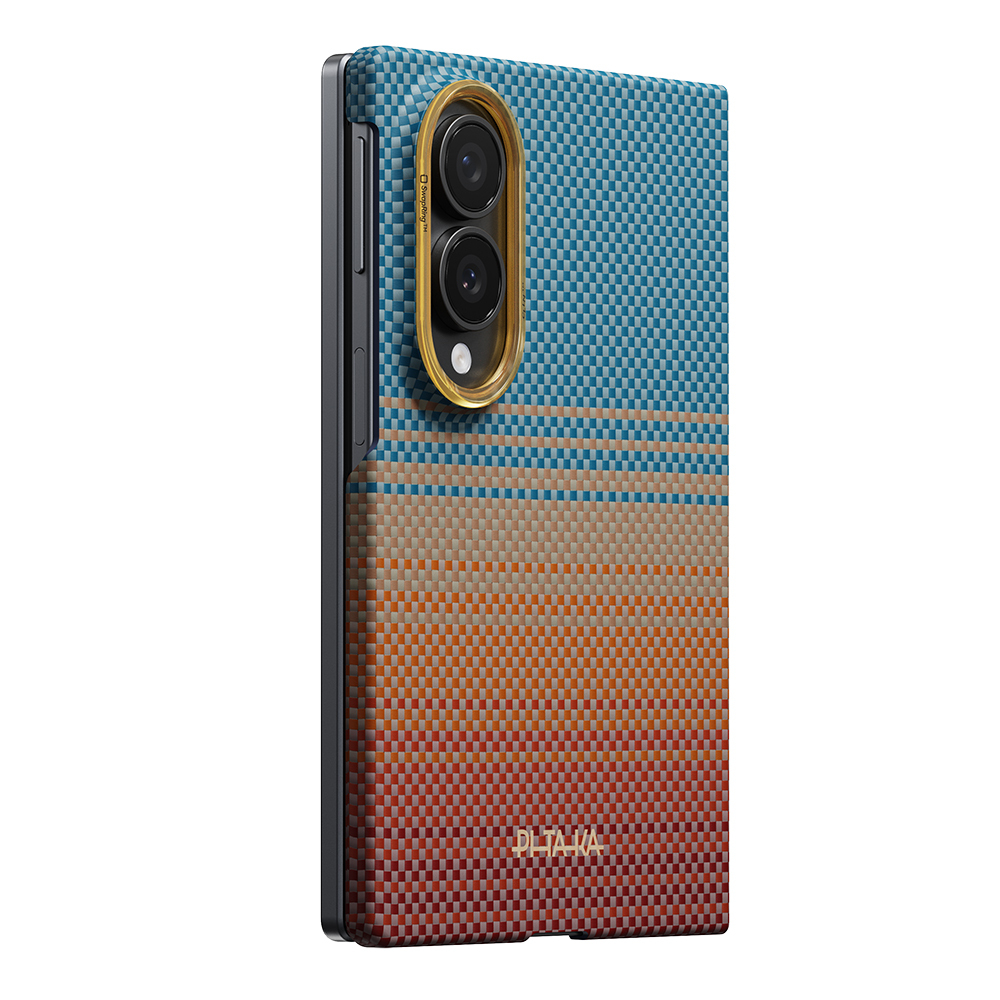 Galaxy Z Fold 8 Kılıf M-safe Şarj Özellikli Aramid Karbon Fiber Pitaka Sunset 2.0 California Dream Serisi Kapak - 2