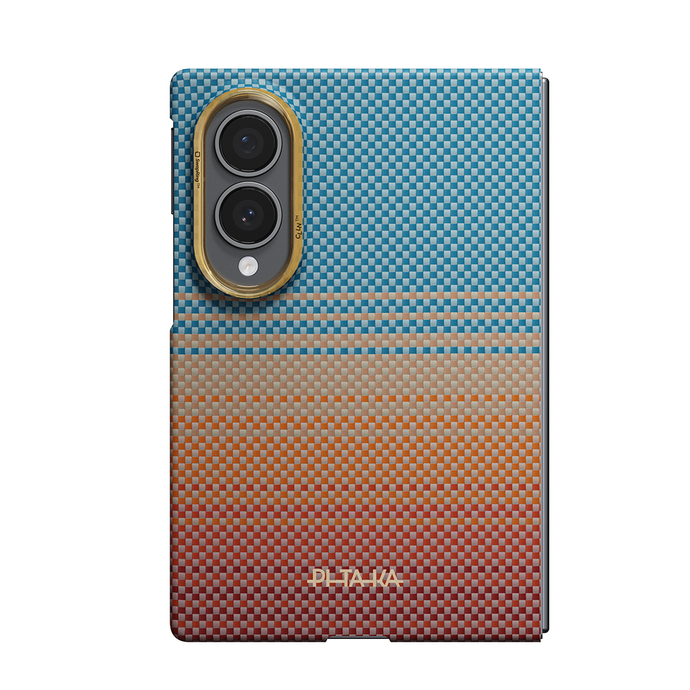 Galaxy Z Fold 8 Kılıf M-safe Şarj Özellikli Aramid Karbon Fiber Pitaka Sunset 2.0 California Dream Serisi Kapak - 8