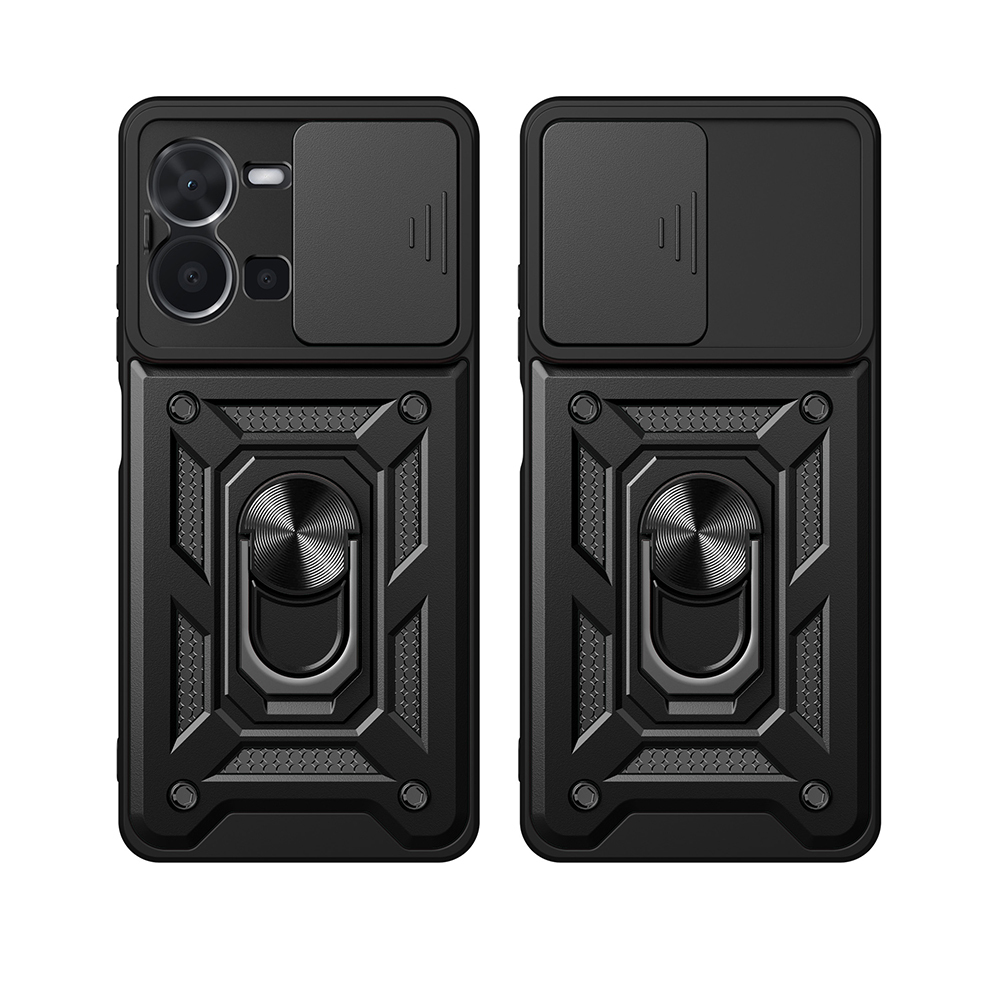 Vivo Y35 Uyumlu Kılıf Magnetik Standlı Kamera Korumalı Zore Sürgülü Vega Kapak - 1
