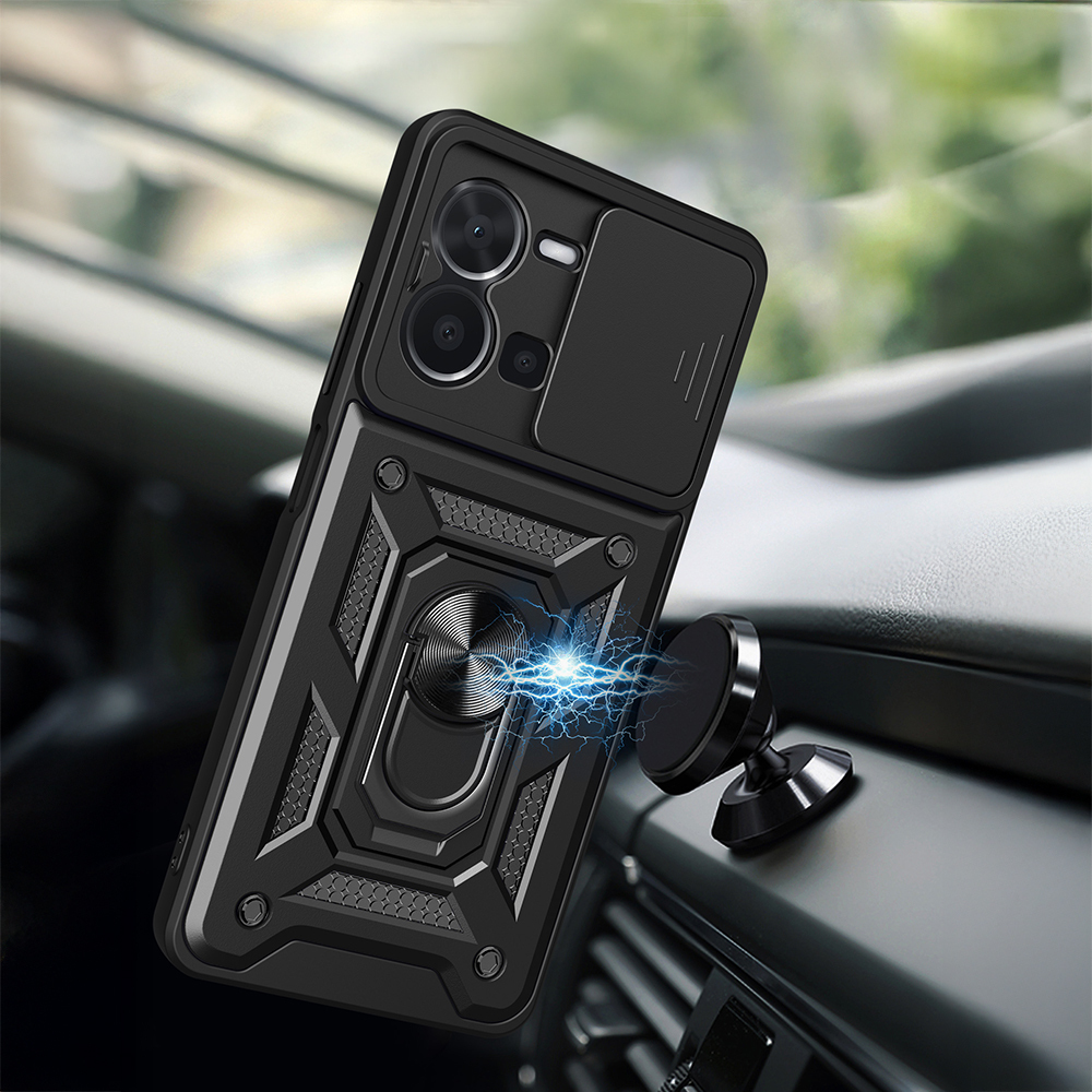 Vivo Y35 Uyumlu Kılıf Magnetik Standlı Kamera Korumalı Zore Sürgülü Vega Kapak - 2