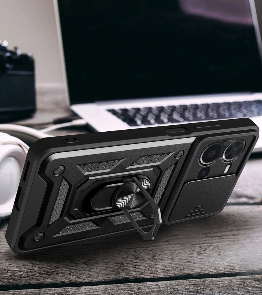 Vivo Y35 Uyumlu Kılıf Magnetik Standlı Kamera Korumalı Zore Sürgülü Vega Kapak - 4