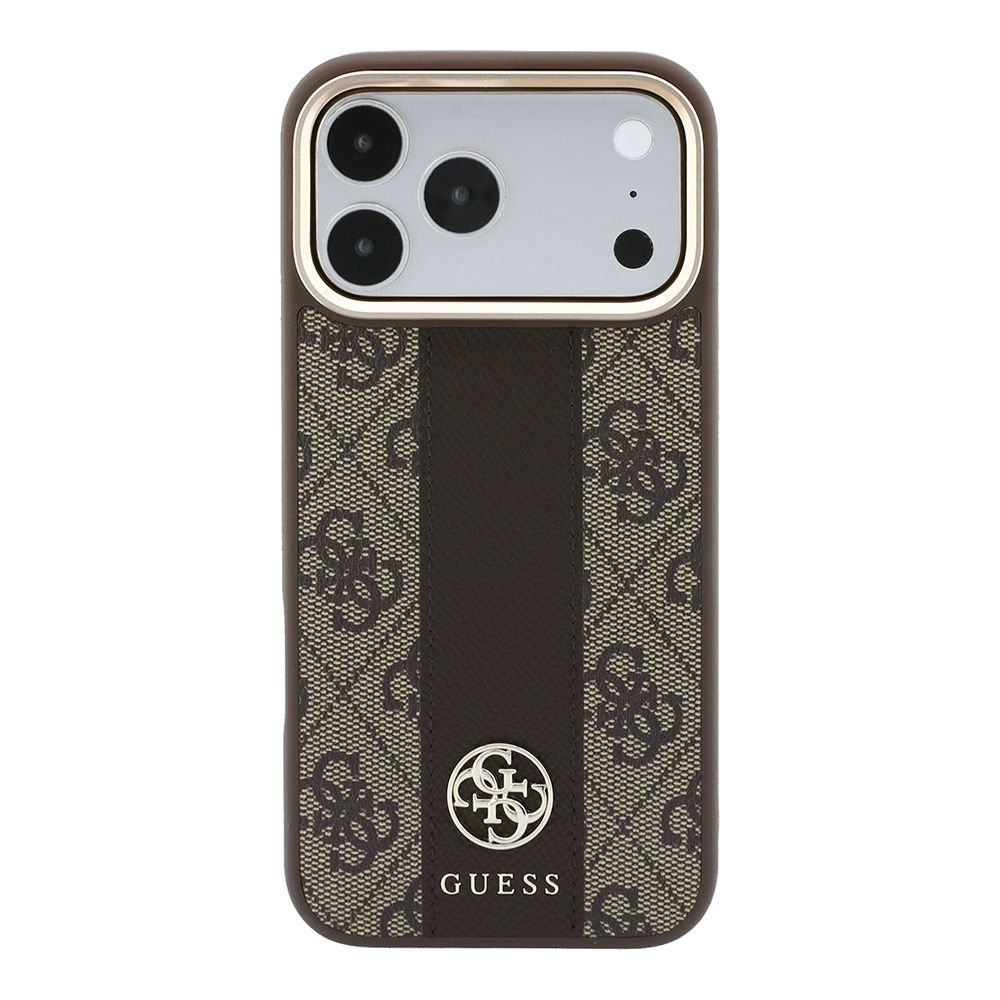 Apple iPhone 18 Pro Kılıf Guess Orjinal Lisanslı M-safe Şarj Özellikli Deri 4G Desenli Şeritli Yazı Logolu Kapak - 2