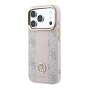 Apple iPhone 18 Pro Kılıf Guess Orjinal Lisanslı M-safe Şarj Özellikli Deri 4G Desenli Şeritli Yazı Logolu Kapak - 1