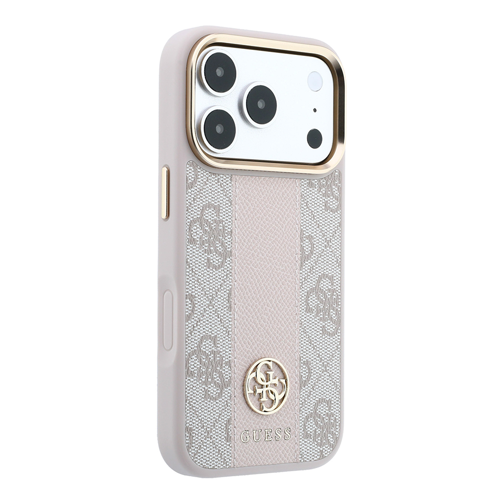 Apple iPhone 18 Pro Kılıf Guess Orjinal Lisanslı M-safe Şarj Özellikli Deri 4G Desenli Şeritli Yazı Logolu Kapak - 3