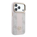 Apple iPhone 18 Pro Kılıf Guess Orjinal Lisanslı M-safe Şarj Özellikli Deri 4G Desenli Şeritli Yazı Logolu Kapak - 3