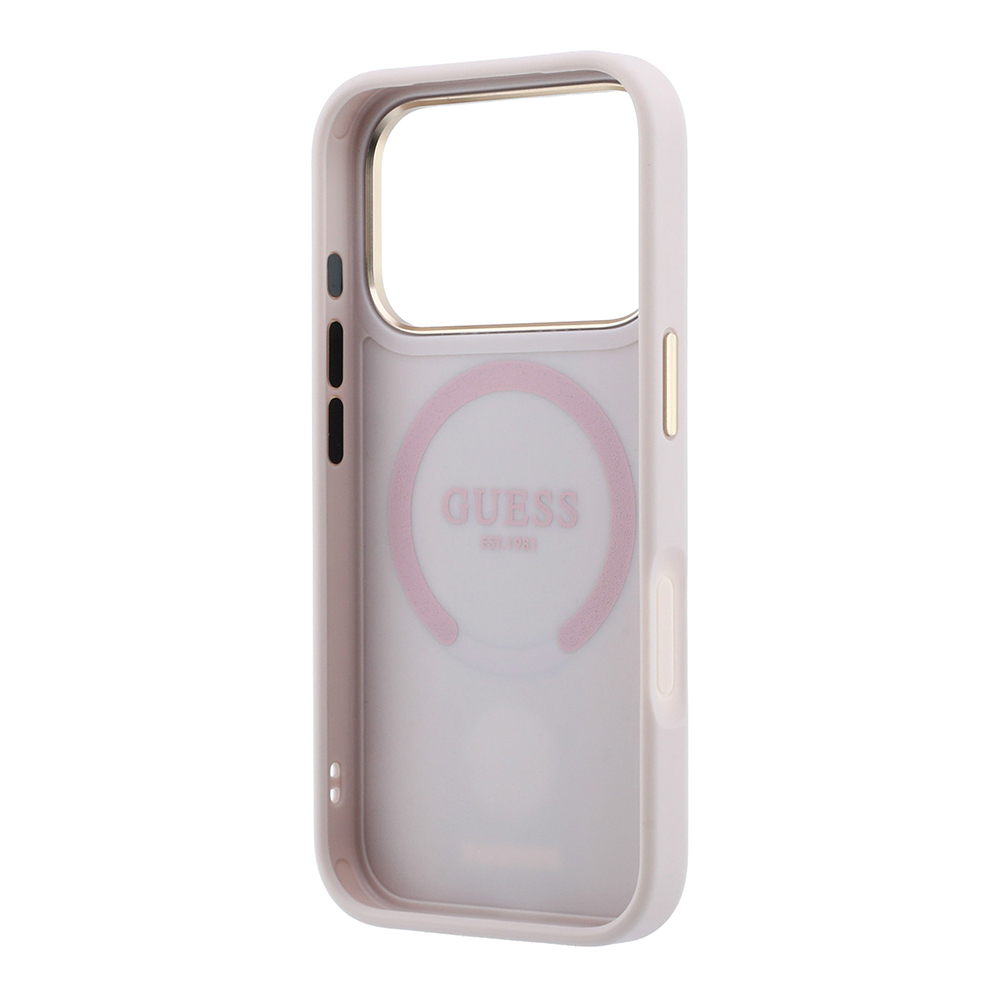 Apple iPhone 18 Pro Kılıf Guess Orjinal Lisanslı M-safe Şarj Özellikli Deri 4G Desenli Şeritli Yazı Logolu Kapak - 6