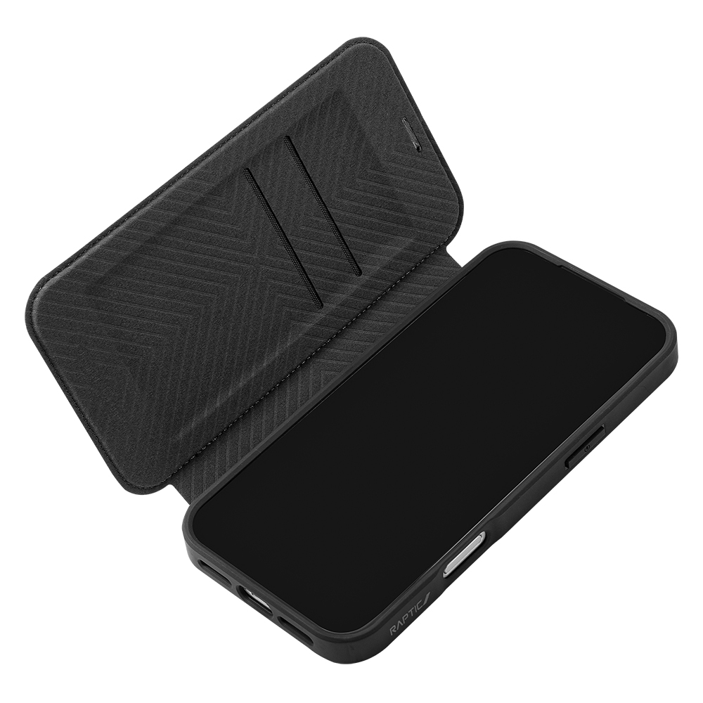 Apple iPhone 18 Pro Max Kılıf M-safe Şarj Özellikli Vegan Deri Tasarımlı Şeffaf Arka Yüzey Kartlıklı Raptic Urban Folio Serisi Kapak - 5