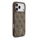 Apple iPhone 18 Pro Max Kılıf Guess Orjinal Lisanslı M-safe Şarj Özllikli PU Deri Taşlı Üçgen Logo 4G Desenli Strass Kapak - 3