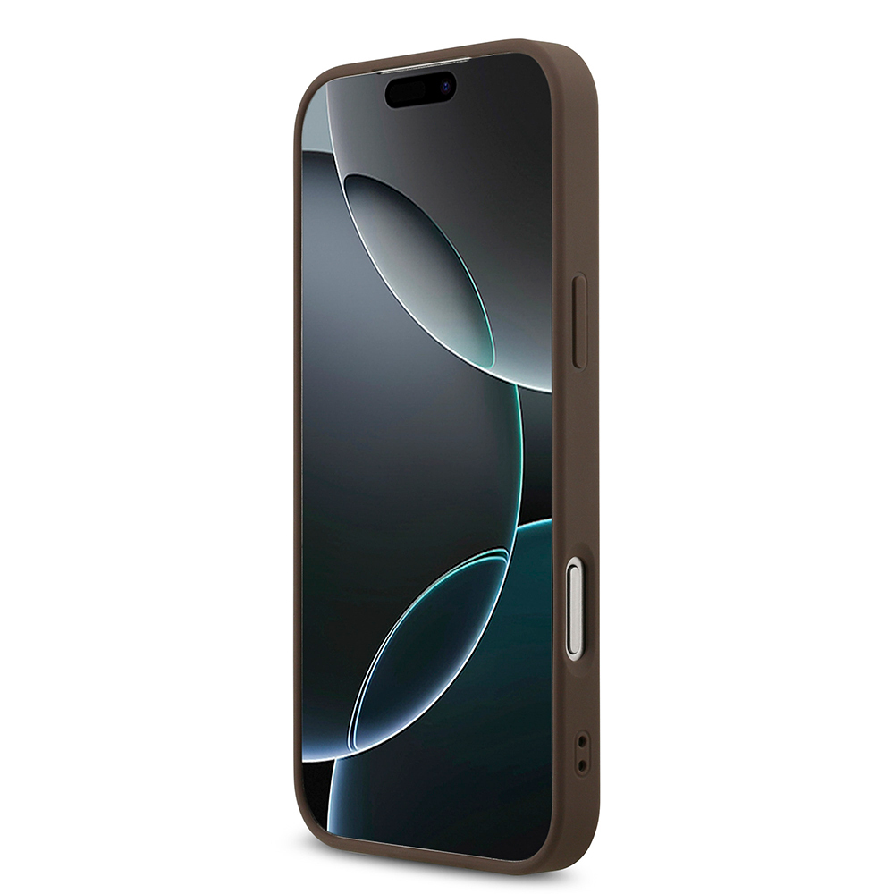 Apple iPhone 18 Pro Max Kılıf Guess Orjinal Lisanslı M-safe Şarj Özllikli PU Deri Taşlı Üçgen Logo 4G Desenli Strass Kapak - 4