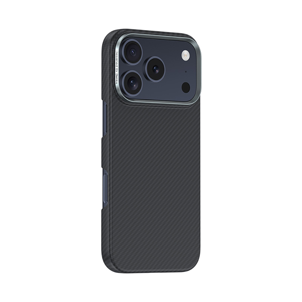 Apple iPhone 18 Pro Kılıf Karbon Fiber M-safe Şarj Özellikli Benks Armor Air Yükseltimiş Kamera Çerçevesi C1 600D Kevlar Kapak - 5
