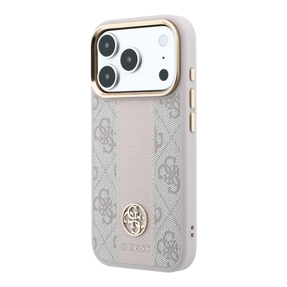 Apple iPhone 18 Pro Max Kılıf Guess Orjinal Lisanslı M-safe Şarj Özellikli Deri 4G Desenli Şeritli Yazı Logolu Kapak - 1
