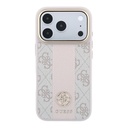 Apple iPhone 18 Pro Max Kılıf Guess Orjinal Lisanslı M-safe Şarj Özellikli Deri 4G Desenli Şeritli Yazı Logolu Kapak - 2