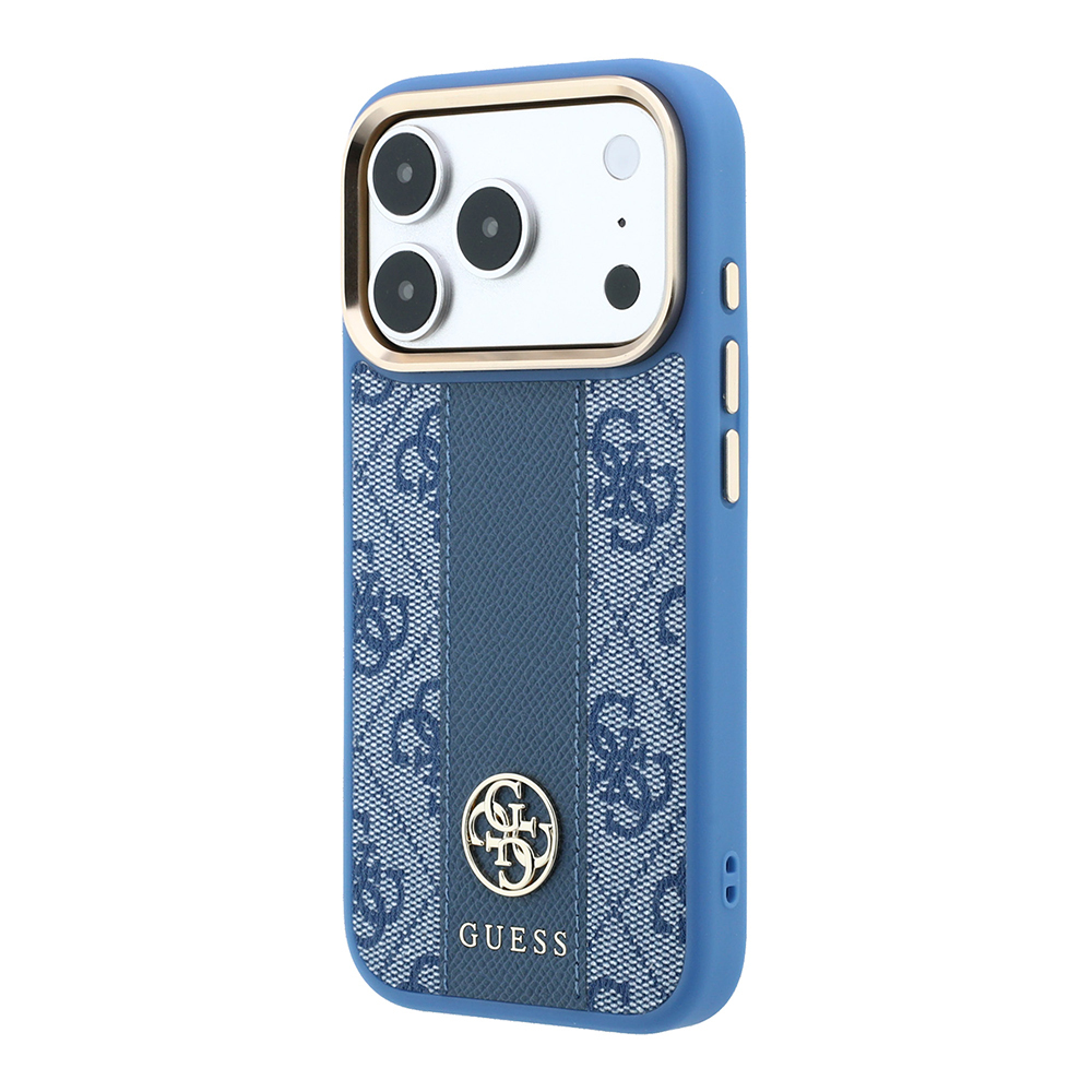 Apple iPhone 18 Pro Max Kılıf Guess Orjinal Lisanslı M-safe Şarj Özellikli Deri 4G Desenli Şeritli Yazı Logolu Kapak - 1