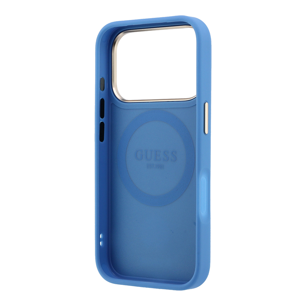 Apple iPhone 18 Pro Max Kılıf Guess Orjinal Lisanslı M-safe Şarj Özellikli Deri 4G Desenli Şeritli Yazı Logolu Kapak - 6
