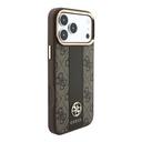 Apple iPhone 18 Pro Max Kılıf Guess Orjinal Lisanslı M-safe Şarj Özellikli Deri 4G Desenli Şeritli Yazı Logolu Kapak - 3