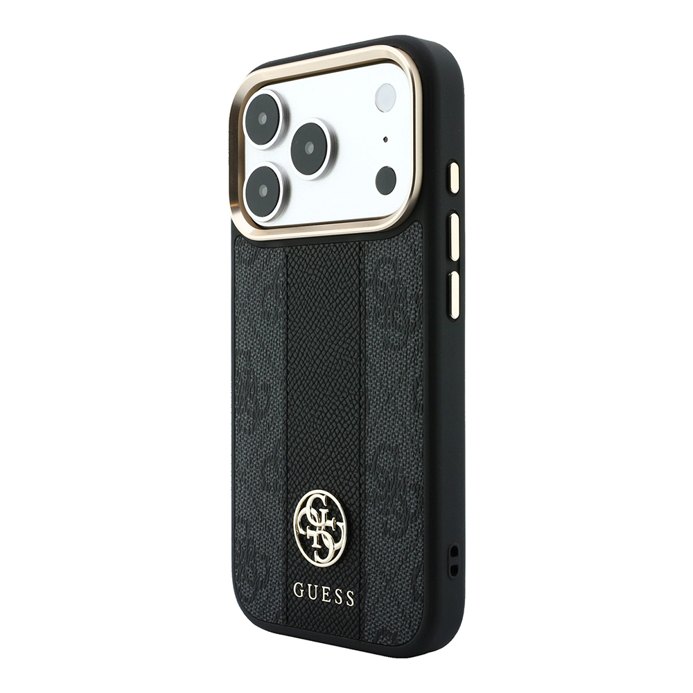 Apple iPhone 18 Pro Max Kılıf Guess Orjinal Lisanslı M-safe Şarj Özellikli Deri 4G Desenli Şeritli Yazı Logolu Kapak - 1